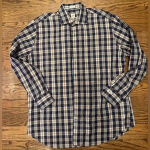 Peter Millar Plaid Button-Down Shirt, Navy/Brown Check, Men’s XL